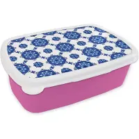 MuchoWow Broodtrommel Roze - Lunchbox - Brooddoos - Portugal - Bloemen - Design - 18x12x6 cm - Kinderen - Meisje