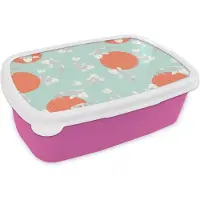 MuchoWow Broodtrommel Roze - Lunchbox - Brooddoos - Patroon - Vis - Japan - Dier - 18x12x6 cm - Kinderen - Meisje