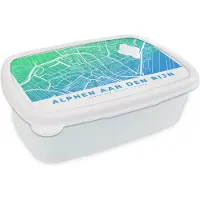 MuchoWow Broodtrommel Wit - Lunchbox - Brooddoos - Stadskaart - Alphen aan den Rijn - Nederland - Blauw - 18x12x6 cm - Volwassenen