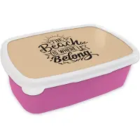 MuchoWow Broodtrommel Roze - Lunchbox - Brooddoos - Strand - Quotes - Zon - 18x12x6 cm - Kinderen - Meisje
