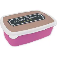 MuchoWow Broodtrommel Roze - Lunchbox - Brooddoos - Spreuken - Mama - Hotel mama - Quotes - 18x12x6 cm - Kinderen - Meisje