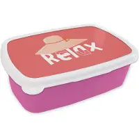 MuchoWow Broodtrommel Roze - Lunchbox Hoed - Wit - Zomer - Brooddoos 18x12x6 cm - Brood lunch box - Broodtrommels voor kinderen en volwassenen