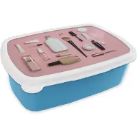 MuchoWow Broodtrommel Blauw - Lunchbox - Brooddoos - Make-up voor je gezicht - 18x12x6 cm - Kinderen - Jongen