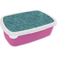 MuchoWow Broodtrommel Roze - Lunchbox - Brooddoos - Waves - Patronen - Water - 18x12x6 cm - Kinderen - Meisje