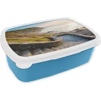 MuchoWow Broodtrommel Blauw - Lunchbox - Brooddoos - Zee - Trap - Stenen - 18x12x6 cm - Kinderen - Jongen