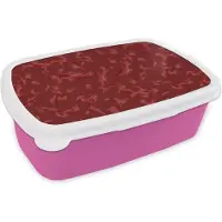 MuchoWow Broodtrommel Roze - Lunchbox - Brooddoos - Patronen - Rood - Camouflage - 18x12x6 cm - Kinderen - Meisje