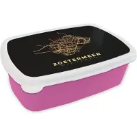 MuchoWow Broodtrommel Roze - Lunchbox - Brooddoos - Zoetermeer - Kaart - Stadskaart - Plattegrond - 18x12x6 cm - Kinderen - Meisje