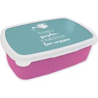 MuchoWow Broodtrommel Roze - Lunchbox - Brooddoos - Spreuken - Quotes - To plant a garden is to believe in tomorrow - 18x12x6 cm - Kinderen - Meisje