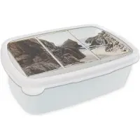MuchoWow Broodtrommel Wit - Lunchbox - Brooddoos - Doorkijk - Strand - Zee - 18x12x6 cm - Volwassenen
