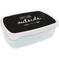 MuchoWow Broodtrommel Wit - Lunchbox - Brooddoos - Quotes - Let's go outside - Spreuken - 18x12x6 cm - Volwassenen