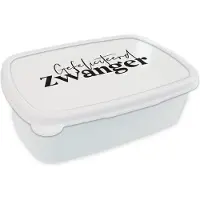 MuchoWow Broodtrommel Wit - Lunchbox - Brooddoos - Spreuken - Gefeliciteerd zwanger - Quotes - Mama - 18x12x6 cm - Volwassenen