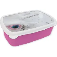 MuchoWow Broodtrommel Roze - Lunchbox - Brooddoos - Masker van een eenhoorn - 18x12x6 cm - Kinderen - Meisje