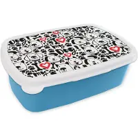 MuchoWow Broodtrommel Blauw - Lunchbox - Brooddoos - Patronen - Hond - Quote - Jongens - Meisjes - Kinderen - Kids - 18x12x6 cm - Kinderen - Jongen