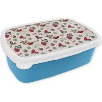 MuchoWow Broodtrommel Blauw - Lunchbox - Brooddoos - Kerst - Schaats - Kerstcadeau - Patroon - 18x12x6 cm - Kinderen - Jongen