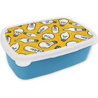 MuchoWow Broodtrommel Blauw - Lunchbox - Brooddoos - Cartoon - Lampen - Patronen - 18x12x6 cm - Kinderen - Jongen