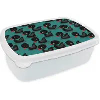 MuchoWow Broodtrommel Wit - Lunchbox - Brooddoos - Eend - Baby - Patronen - 18x12x6 cm - Volwassenen