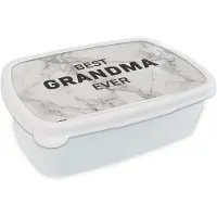 MuchoWow Broodtrommel Wit - Lunchbox - Brooddoos - Best grandma ever - Oma - Quotes - Spreuken - 18x12x6 cm - Volwassenen
