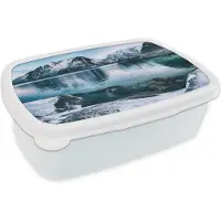 MuchoWow Broodtrommel Wit - Lunchbox - Brooddoos - Winter - Meer - Sneeuw - 18x12x6 cm - Volwassenen