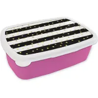 MuchoWow Broodtrommel Roze - Lunchbox - Brooddoos - Sterren - Goud - Confetti - Patronen - 18x12x6 cm - Kinderen - Meisje