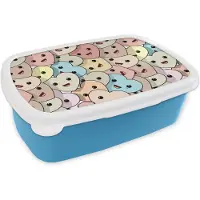 MuchoWow Broodtrommel Blauw - Lunchbox - Brooddoos - Hart - Patroon - Baby - 18x12x6 cm - Kinderen - Jongen