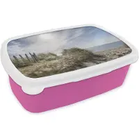 MuchoWow Broodtrommel Roze - Lunchbox - Brooddoos - Zon - Wolken - Strand - 18x12x6 cm - Kinderen - Meisje