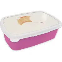 MuchoWow Broodtrommel Roze - Lunchbox - Brooddoos - Rog - Vis - Waterverf - 18x12x6 cm - Kinderen - Meisje