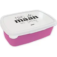 MuchoWow Broodtrommel Roze - Lunchbox Quotes - Tot de maan en terug - Spreuken - Brooddoos 18x12x6 cm - Brood lunch box - Broodtrommels voor kinderen en volwassenen