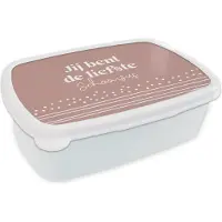 MuchoWow Broodtrommel Wit - Lunchbox - Brooddoos - Familie - Zus - Roze - 18x12x6 cm - Volwassenen