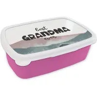 MuchoWow Broodtrommel Roze - Lunchbox - Brooddoos - Best grandma ever - Spreuken - Quotes - Oma - 18x12x6 cm - Kinderen - Meisje