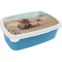 MuchoWow Broodtrommel Blauw - Lunchbox - Brooddoos - Slakken - Steen - Dieren - 18x12x6 cm - Kinderen - Jongen