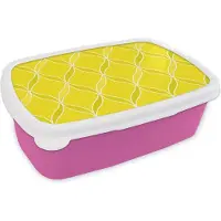 MuchoWow Broodtrommel Roze - Lunchbox - Brooddoos - Citroen - Patronen - Contour - Fruit - 18x12x6 cm - Kinderen - Meisje