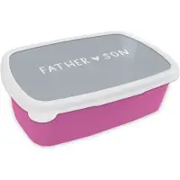 MuchoWow Broodtrommel Roze - Lunchbox - Brooddoos - Papa - Quotes - Blauw - Zoon - Father - Son - Spreuken - 18x12x6 cm - Kinderen - Meisje