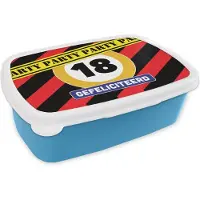 MuchoWow Broodtrommel Blauw - Lunchbox - Brooddoos - Verjaardag - 18 Jaar - Gefeliciteerd - 18x12x6 cm - Kinderen - Jongen