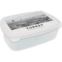 MuchoWow Broodtrommel Wit - Lunchbox - Brooddoos - Turkije - Cappadocië - Luchtballon - 18x12x6 cm - Volwassenen