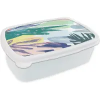 MuchoWow Broodtrommel Wit - Lunchbox - Brooddoos - Zomer - Vlek - Kleur - 18x12x6 cm - Volwassenen