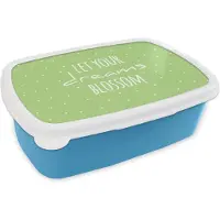 MuchoWow Broodtrommel Blauw - Lunchbox - Brooddoos - Spreuken - Quotes - Let your dreams blossom - 18x12x6 cm - Kinderen - Jongen