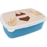 MuchoWow Broodtrommel Blauw - Lunchbox - Brooddoos - Zomer - Bikini - Bladeren - 18x12x6 cm - Kinderen - Jongen