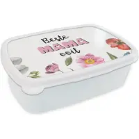 MuchoWow Broodtrommel Wit - Lunchbox - Brooddoos - Moeder - Spreuken - Beste mama ooit - Quotes - 18x12x6 cm - Volwassenen