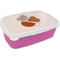 MuchoWow Broodtrommel Roze - Lunchbox - Brooddoos - Vlekken - Abstract - Design - 18x12x6 cm - Kinderen - Meisje