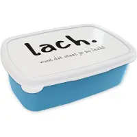 MuchoWow Broodtrommel Blauw - Lunchbox - Brooddoos - Quotes - Lach want dat staat je zo leuk - Spreuken - 18x12x6 cm - Kinderen - Jongen