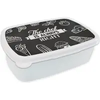 MuchoWow Broodtrommel Wit - Lunchbox - Brooddoos - Quote - The chef is always right - Eten - Chef - Koken - 18x12x6 cm - Volwassenen