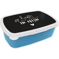 MuchoWow Broodtrommel Blauw - Lunchbox - Brooddoos - Spreuken - Jij hebt een plekje in mijn hart - Quotes - 18x12x6 cm - Kinderen - Jongen