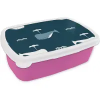 MuchoWow Broodtrommel Roze - Lunchbox - Brooddoos - Patronen - Walvis - Water - Kindje - Jongens - Kinderen - Kids - 18x12x6 cm - Kinderen - Meisje