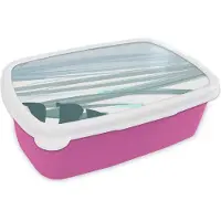 MuchoWow Broodtrommel Roze - Lunchbox - Brooddoos - Zomer - Abstract - Groen - Vlek - 18x12x6 cm - Kinderen - Meisje