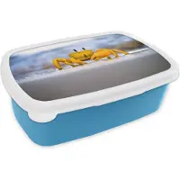 MuchoWow Broodtrommel Blauw - Lunchbox - Brooddoos - Krab - Strand - Zee - 18x12x6 cm - Kinderen - Jongen
