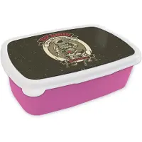 MuchoWow Broodtrommel Roze - Lunchbox - Brooddoos - Vintage - Astronaut - BBQ - 18x12x6 cm - Kinderen - Meisje