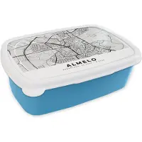 MuchoWow Broodtrommel Blauw - Lunchbox - Brooddoos - Stadskaart - Almelo - Nederland - 18x12x6 cm - Kinderen - Jongen