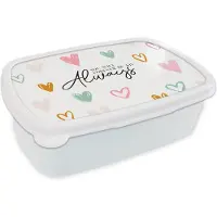 MuchoWow Broodtrommel Wit - Lunchbox - Brooddoos - Quotes - Spreuken - You will forever be my always - Relatie - 18x12x6 cm - Volwassenen