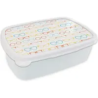 MuchoWow Broodtrommel Wit - Lunchbox - Brooddoos - Brillen - kleuren - Patroon - 18x12x6 cm - Volwassenen