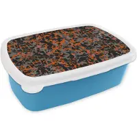 MuchoWow Broodtrommel Blauw - Lunchbox - Brooddoos - Roest - Camouflage - Patroon - Rustiek - 18x12x6 cm - Kinderen - Jongen